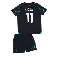 Manchester City Jeremy Doku #11 3rd trikot Kinder 2023-24 Kurzarm (+ Kurze Hosen)